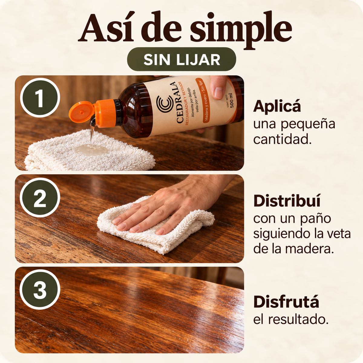 Tu mueble no está sucio. Está reseco.